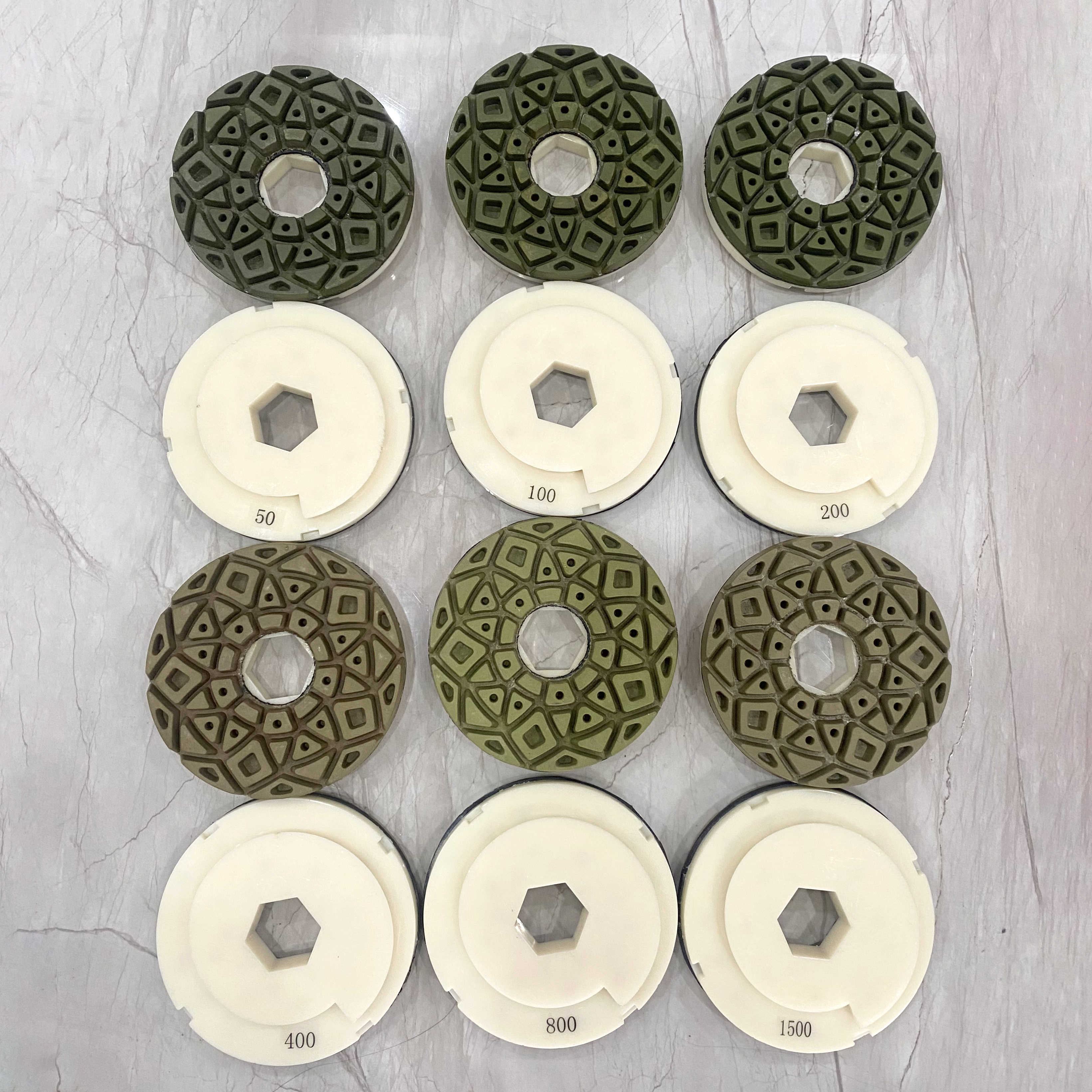 Küçük Ant Salyangoz Kiliti 5inch 125mm Reçine Kenar Pilishing Pad ile PVC Backer Granit Mermer Terazzo Kuvars